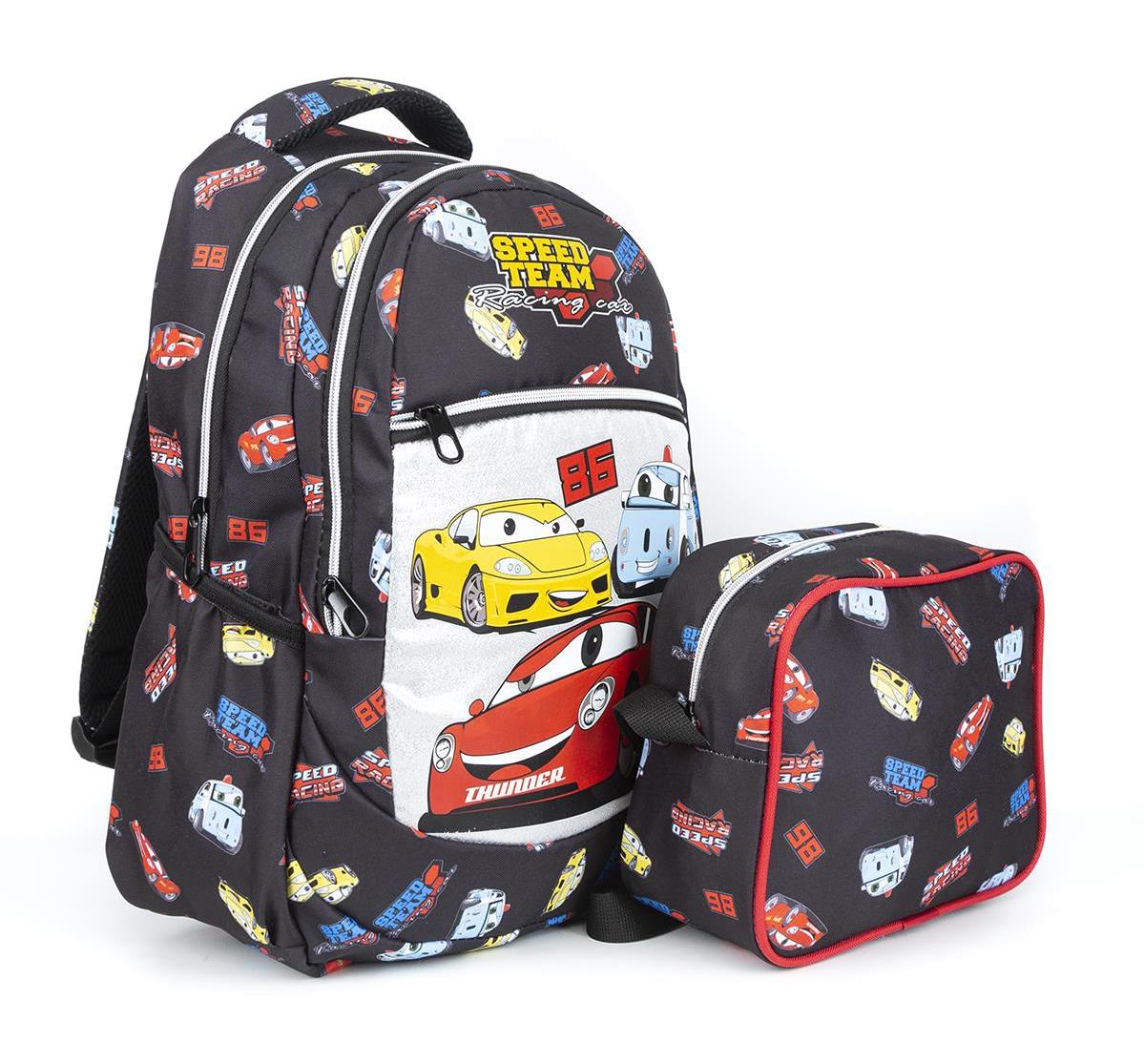 Necati Çanta Şimşek Mcqueen Cars 3 Gözlü Siyah İlkokul Erkek Çocuk Sırt Çantası + Beslenme Çantası