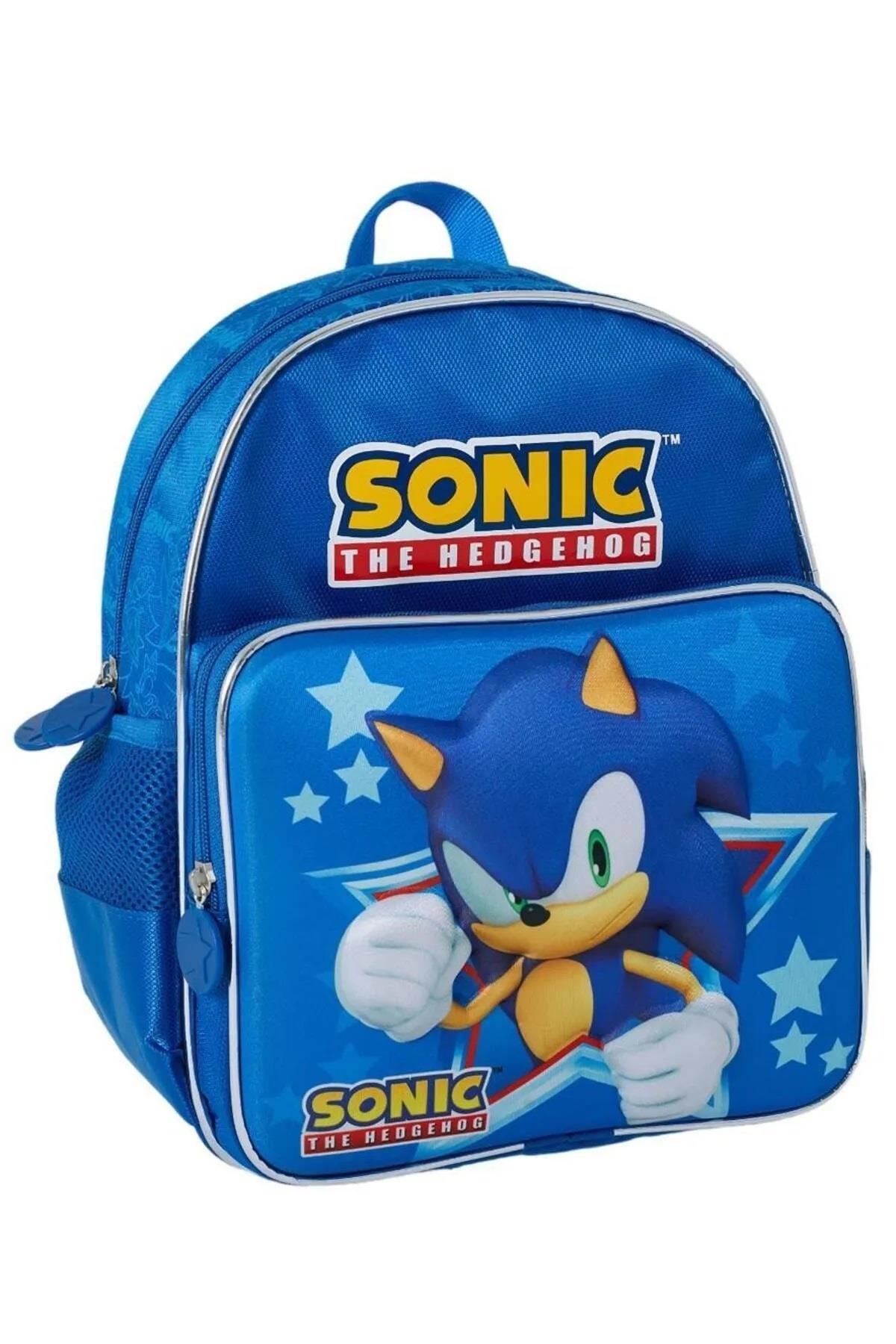 ModaOnn Sonic Su Geçirmez 2 Gözlü Mavi Anaokulu Erkek Sırt Çantası