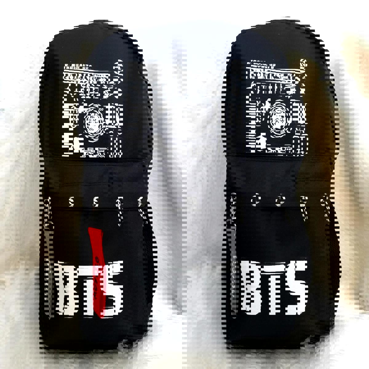Dream Butik BTS Yazılı 2 Gözlü Siyah Lise-Üniversite Unisex Sırt Çantası