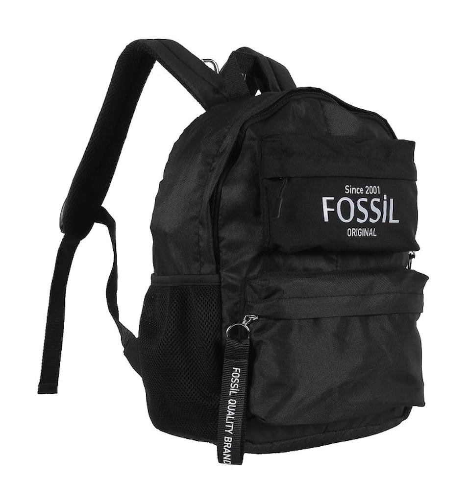 Fossil 9512 Su Geçirmez 3 Gözlü Siyah Lise-Üniversite Unisex Sırt Çantası