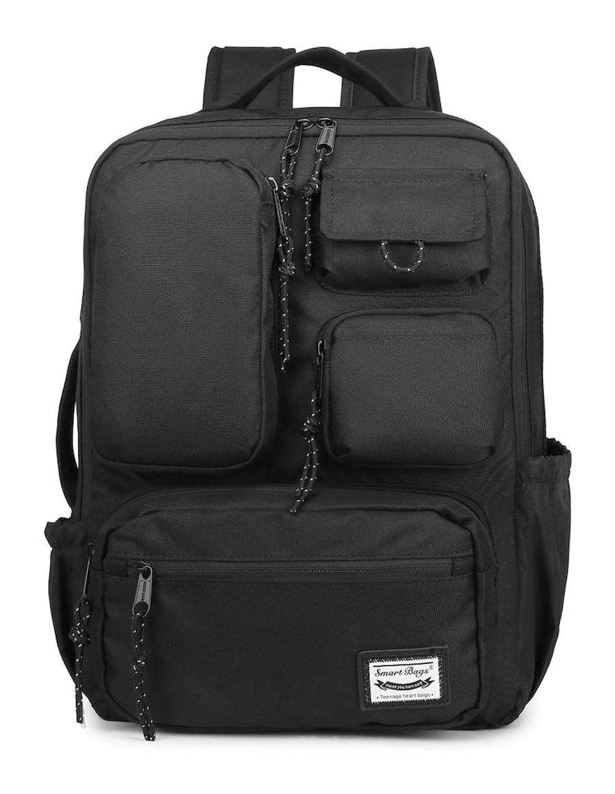 Smart Bags 3210 Çok Gözlü Siyah Lise-Üniversite Unisex Sırt Çantası