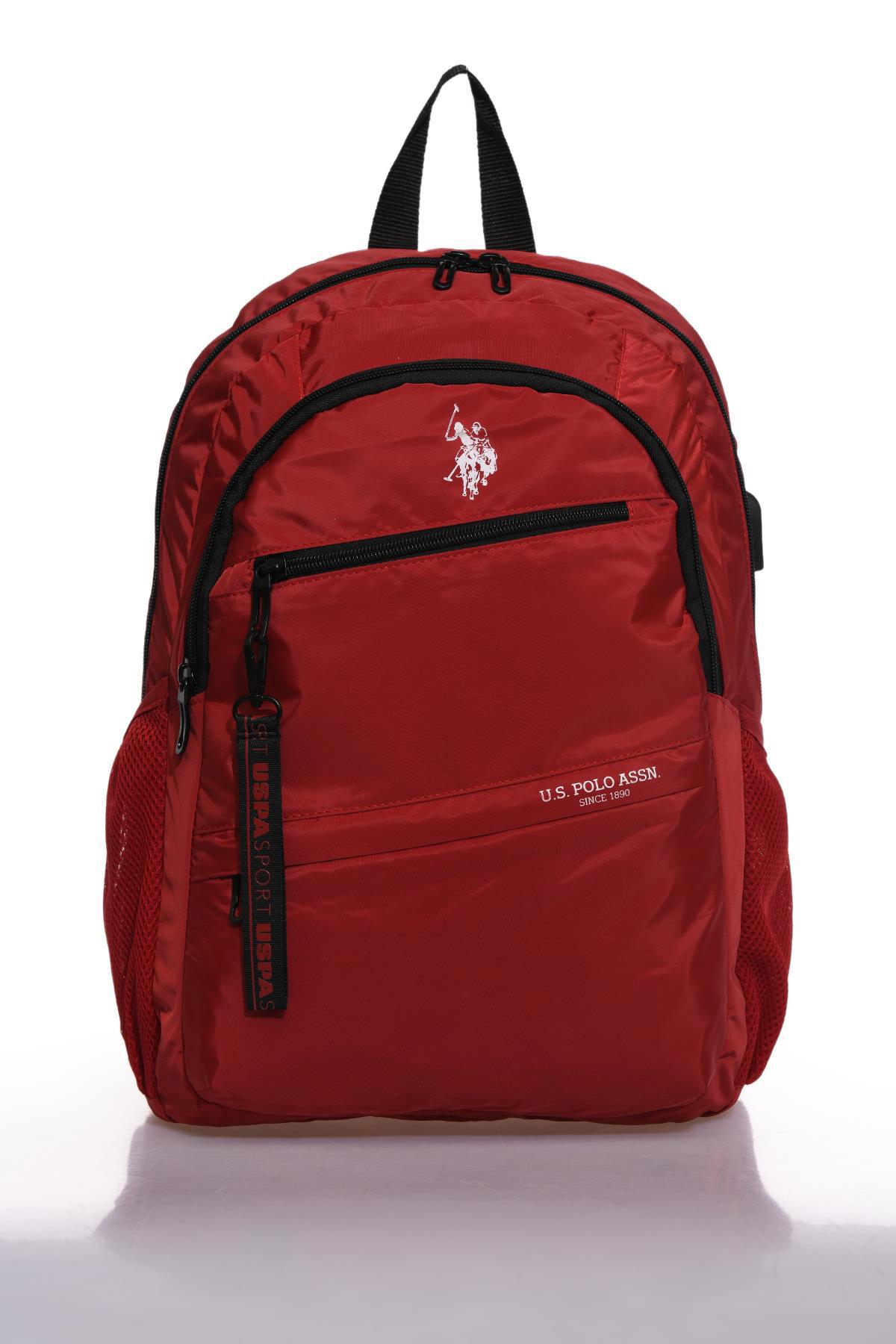U.S. Polo Assn. PLÇAN22180 Su Geçirmez 2 Gözlü Bordo Lise-Üniversite Unisex Sırt Çantası