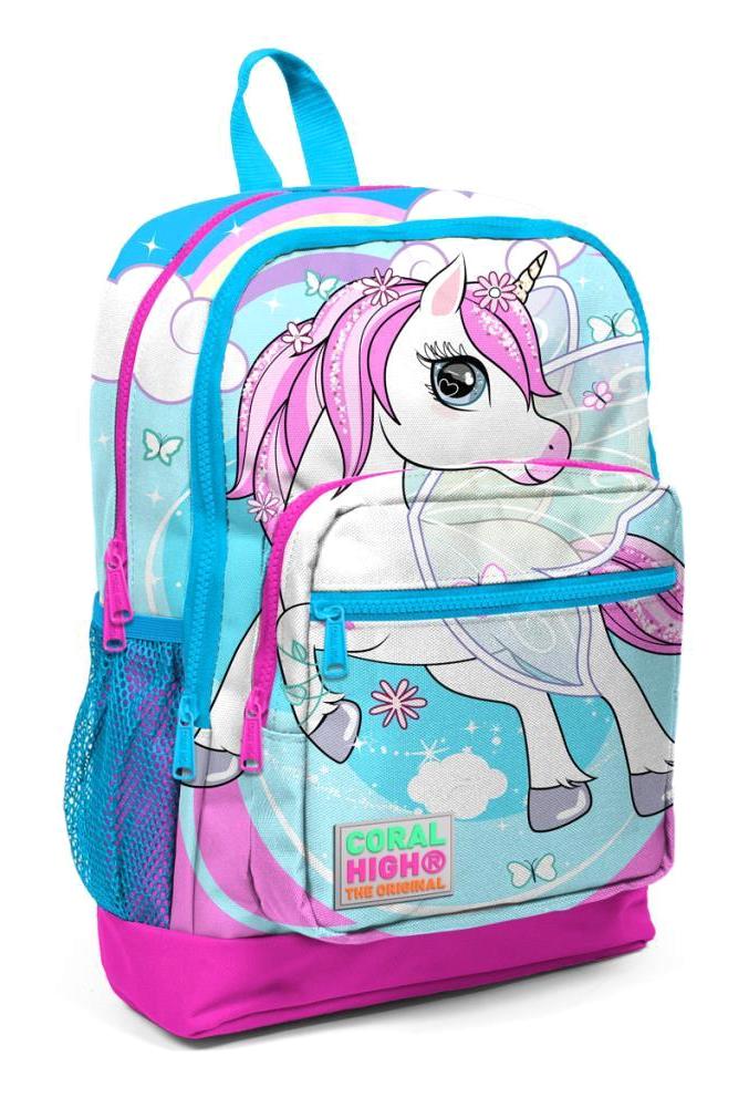 Yaygan Çanta 23711 Unicorn Hayvan 3 Gözlü Mavi-Pembe İlkokul Kız Çocuk Sırt Çantası
