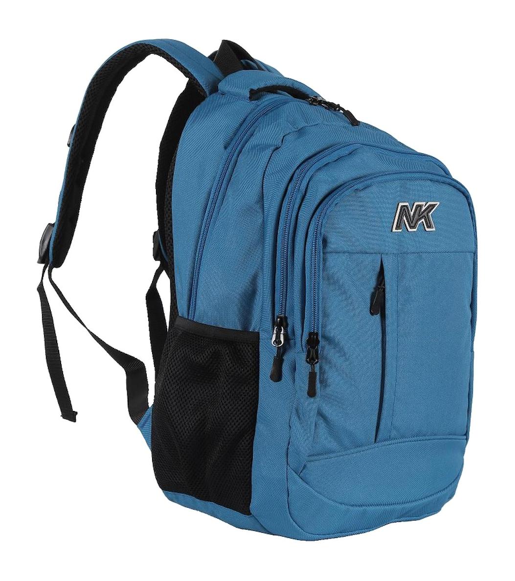 NK 9001 Su Geçirmez 4 Gözlü Mavi Lise-Üniversite Unisex Sırt Çantası