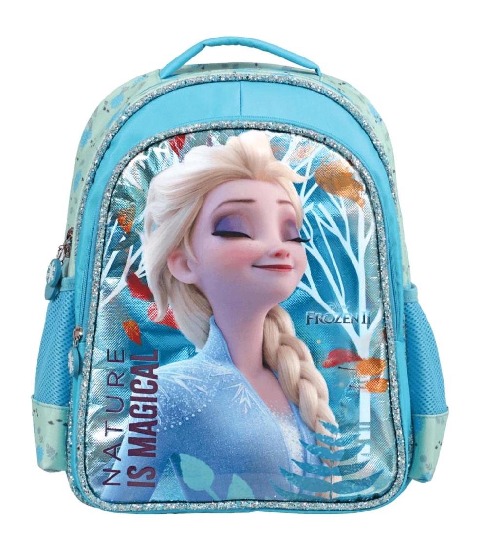 Frocx Elsa Frozen Su Geçirmez 2 Gözlü Mavi İlkokul Kız Çocuk Sırt Çantası