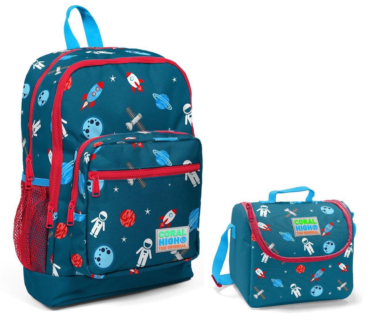 Yaygan Çanta Kids Uzay 4 Gözlü Lacivert İlkokul Erkek Çocuk Sırt Çantası + Beslenme Çantası