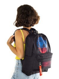 Dream Butik Stranger Things Yazılı 2 Gözlü Siyah Lise-Üniversite Unisex Sırt Çantası