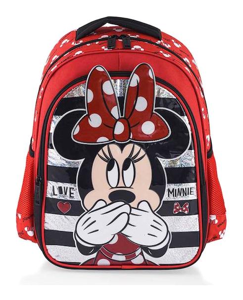 Frocx Minnie Mouse Disney Su Geçirmez 2 Gözlü Kırmızı İlkokul Kız Çocuk Sırt Çantası