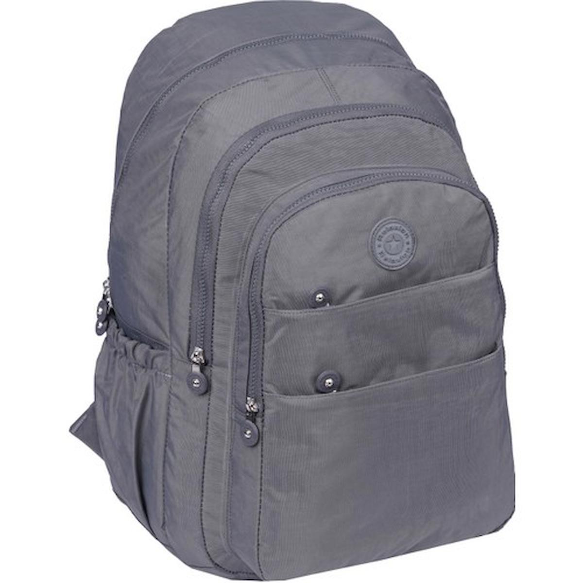 UCR Home 1625 Su Geçirmez 3 Gözlü Gri Lise-Üniversite Unisex Sırt Çantası