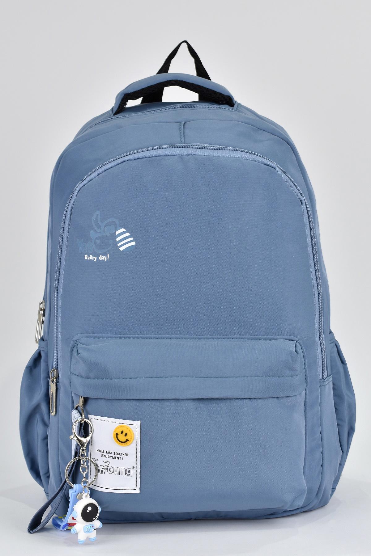 Elatae 51502 Su Geçirmez 3 Gözlü Mavi Lise-Üniversite Unisex Sırt Çantası