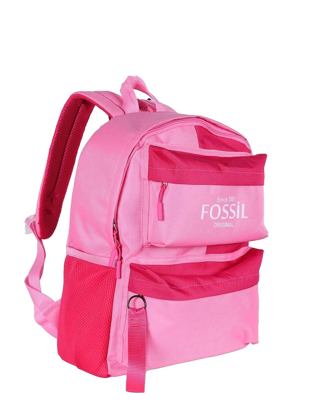 Fossil 9512 Su Geçirmez 3 Gözlü Pembe Lise-Üniversite Unisex Sırt Çantası