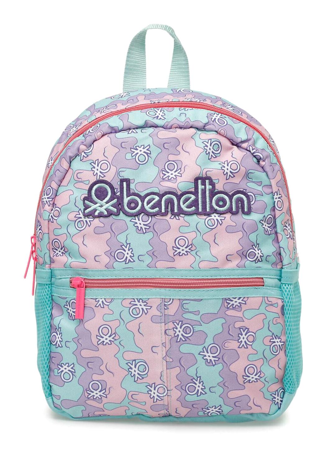 United Colors Of Benetton 03665 Kamuflaj 2 Gözlü Mavi Anaokulu Unisex Sırt Çantası
