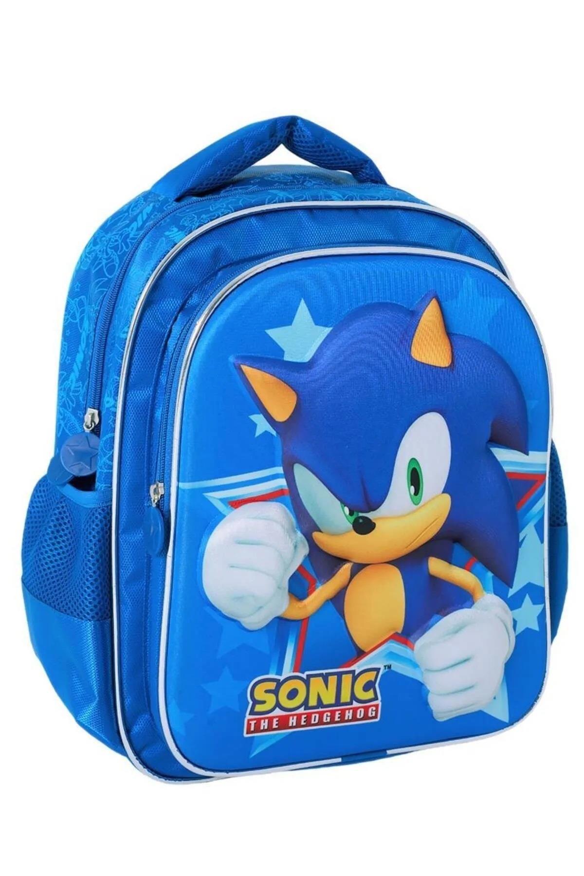 ModaOnn Sonic Su Geçirmez 2 Gözlü Mavi İlkokul Erkek Sırt Çantası