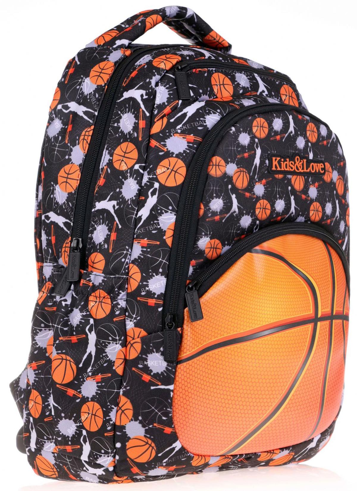 Kaukko Kids&Love Basketbol 4 Gözlü Çok Renkli İlkokul Erkek Çocuk Sırt Çantası