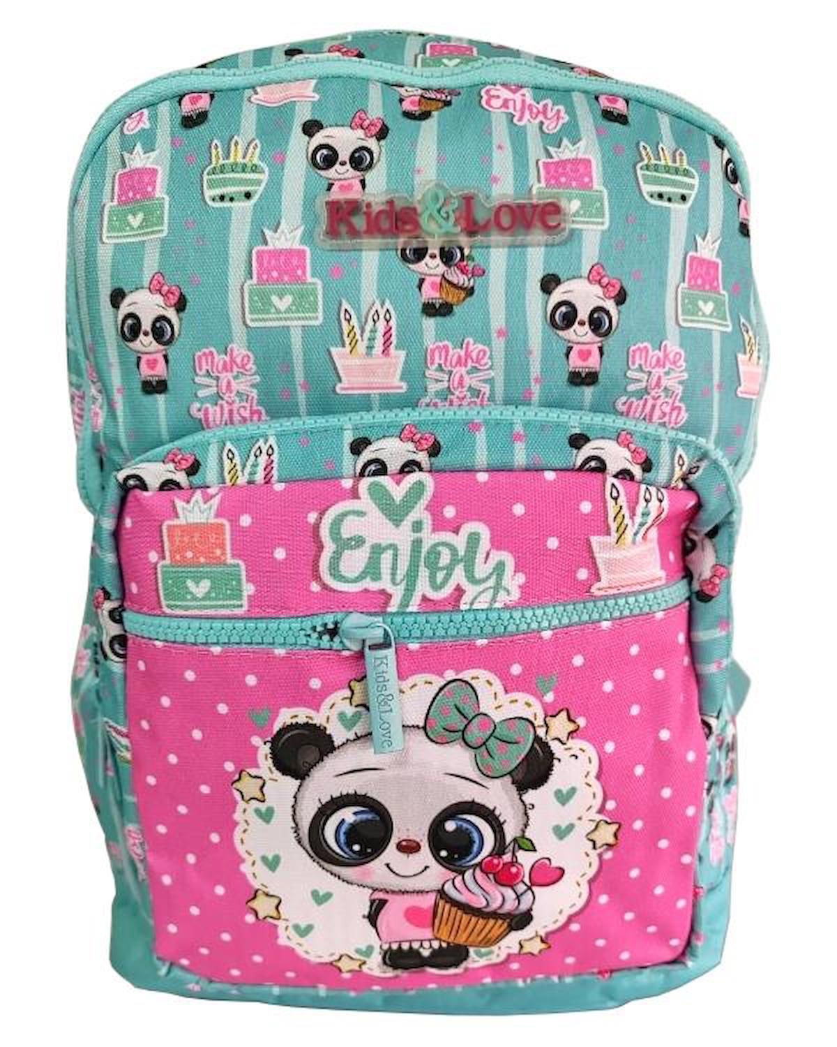 Kaukko L5116 Panda Hayvan 3 Gözlü Çok Renkli İlkokul Kız Çocuk Sırt Çantası