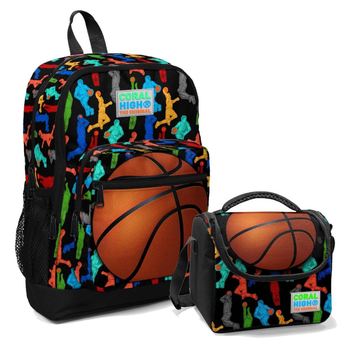 Yaygan Çanta Kids Basketbol 4 Gözlü Siyah İlkokul Erkek Çocuk Sırt Çantası + Beslenme Çantası