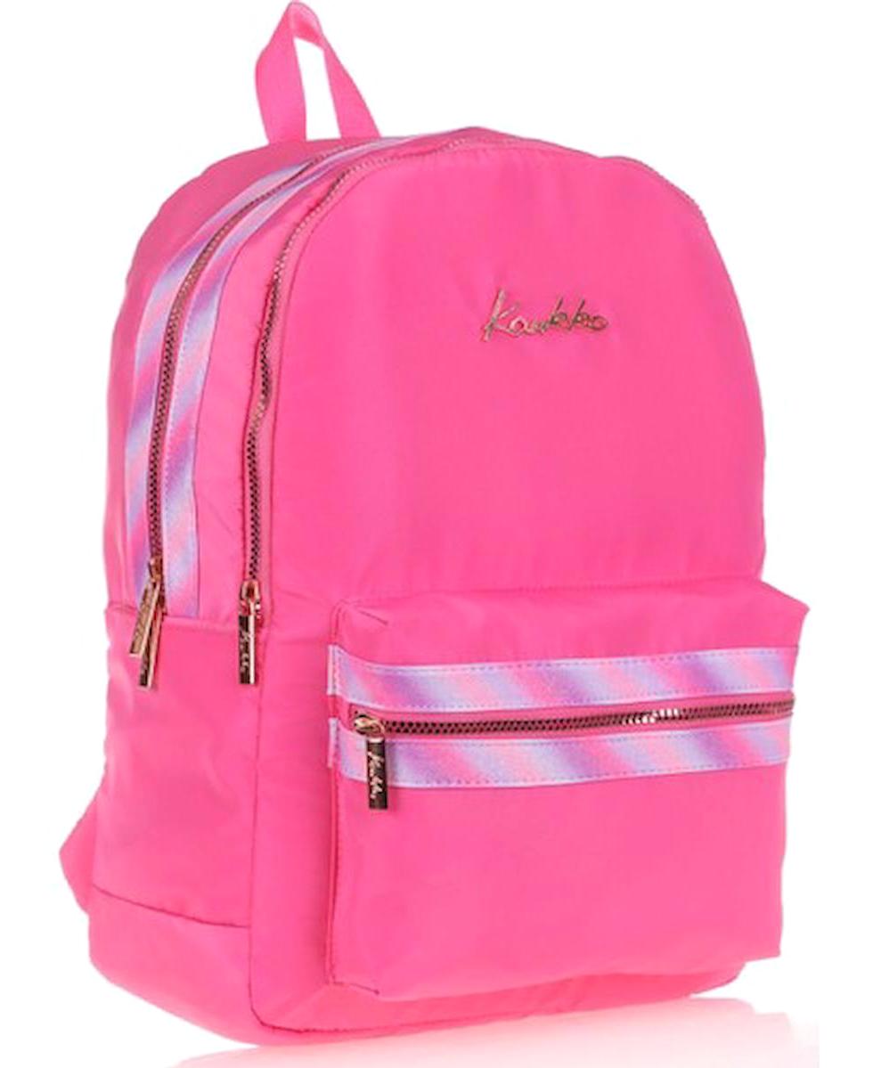 Kaukko K1581 3 Gözlü Pembe İlkokul Kız Çocuk Sırt Çantası
