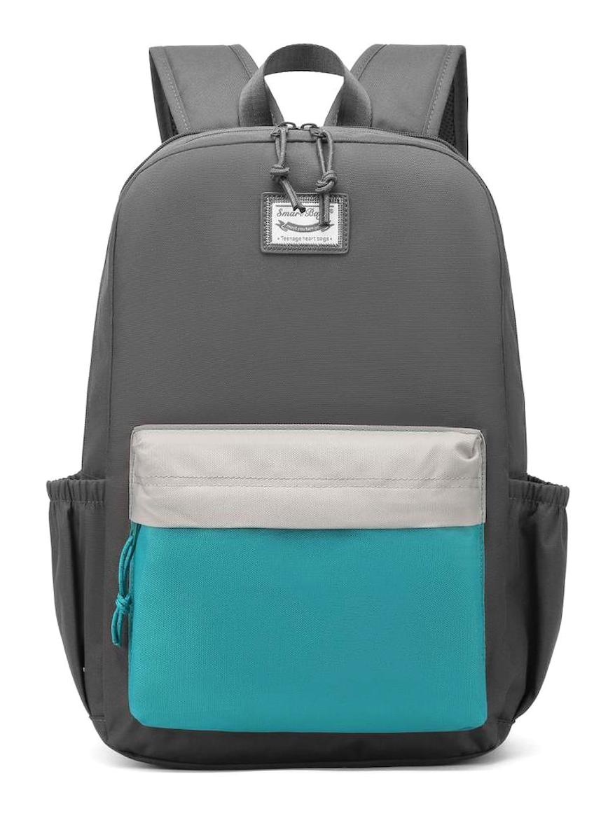 Smart Bags 3158 Çok Gözlü Gri-Mavi Lise-Üniversite Unisex Sırt Çantası