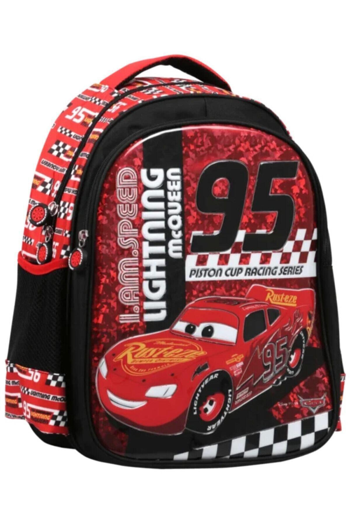 Frocx 5061 Şimşek Mcqueen Cars 4 Gözlü Kırmızı İlkokul Erkek Çocuk Sırt Çantası