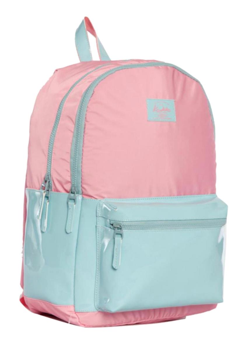 Kaukko K1241 Leather 3 Gözlü Pembe-Turkuaz İlkokul Kız Çocuk Sırt Çantası