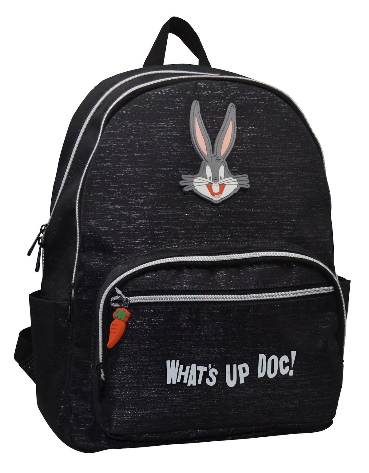 Looney Tunes 1420 Bugs Bunny Looney Tunes Su Geçirmez 4 Gözlü Siyah İlkokul Unisex Sırt Çantası