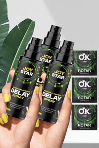Okey Rötar Geciktiricili Prezervatif Tekli+Joystar Banana Flavored Geciktirici Etkili Delay Sprey 3 Adet