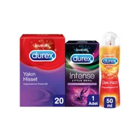 Durex Yakın Hisset İnce Prezervatif 20'li+Intense Little Devil+Play Kayganlaştırıcı Jel 50 ml