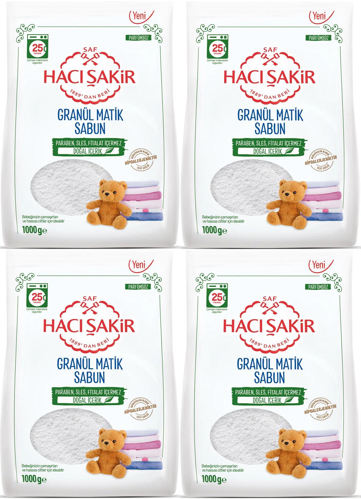 Hacı Şakir Organik Hipoalerjenik 4x1000 ml Granül Çamaşır Sabunu