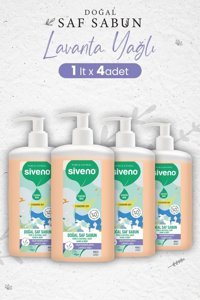 Siveno Pure Naturel Lavanta Yağlı Alkolsüz Vegan Parabensiz Organik Nemlendiricili 4'lü 1 lt Sıvı Sabun
