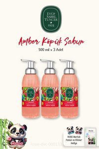 Eyüp Sabri Tuncer Amber Alkolsüz Vegan Parabensiz Organik Nemlendiricili 3'lü 500 ml Köpük Sıvı Sabun