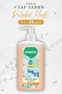Siveno Pure Naturel Portakal Yağlı Alkolsüz Vegan Parabensiz Organik Nemlendiricili 24'lü 1 lt Sıvı Sabun
