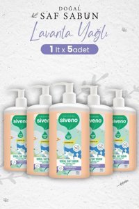 Siveno Pure Naturel Lavanta Yağlı Alkolsüz Vegan Parabensiz Organik Nemlendiricili 5'li 1 lt Sıvı Sabun