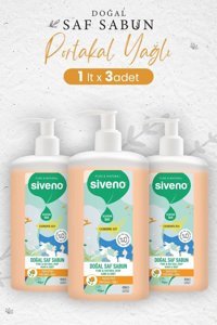 Siveno Pure Naturel Portakal Yağlı Alkolsüz Vegan Parabensiz Organik Nemlendiricili 3'lü 1 lt Sıvı Sabun