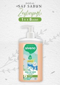 Siveno Zeytinyağlı Alkolsüz Vegan Parabensiz Organik Nemlendiricili 8'li 1 lt Sıvı Sabun