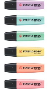 Stabilo Boss 6'lı Pastel Çok Renkli Kesik Uçlu Fosforlu Kalem Seti