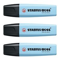 Stabilo Boss 3'lü Pastel Mavi Kesik Uçlu Fosforlu Kalem Seti