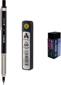 Adel Blackline Silgili Metal Metalik Gri-Siyah 0.7 mm Uçlu Versatil Kalem Seti