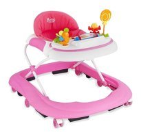 Babyhope 212 Çiçekli 8 Tekerlekli Oyuncaklı Sallanan Örümcek Yürüteç Pembe-Beyaz