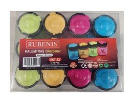 Rubenis Kapaklı Manuel Plastik Kalemtıraş Kırmızı 12 Adet