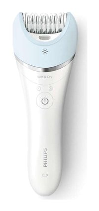 Philips BRE605/05 Satinelle Advanced Genital Bölge Tüm Vücut Koltuk Altı Bacak İçin 32 Cımbızlı Tek Başlıklı Kablolu-Kablosuz Islak Kuru Epilasyon Aleti Beyaz-Mavi