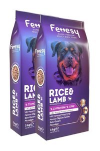 Fevesy Kuzu Etli-Pirinç Tüm Irklar Yetişkin Köpek Maması 2x3 kg