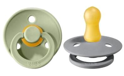 Bibs Colour Sage Cloud 0-6 Ay Delikli Yenidoğan Kiraz Uçlu Kauçuk 2'li Emzik Yeşil Gri