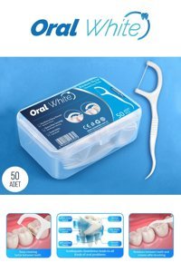 Oral White Cleaning Pro Aromasız Kürdanlı 50 Adet Diş İpi