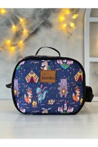 Bonika Unicornlu Yıkanabilir Organik Lacivert Beslenme Çantası