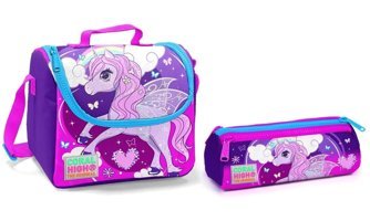 Yaygan Çanta Unicornlu Yıkanabilir Organik Mor Beslenme Çantası + Kalemlikli
