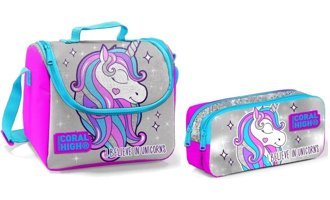 Yaygan Çanta Unicornlu Termoslu Unicorn Gümüş Beslenme Çantası + Kalemlikli