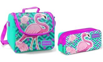 Yaygan Çanta Unicornlu Termoslu Flamingo Yeşil Beslenme Çantası + Kalemlikli