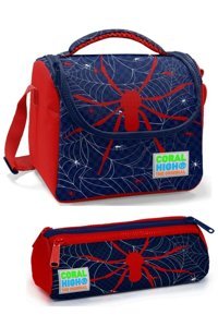 Yaygan Çanta Baskılı Termoslu Spider Man Lacivert Beslenme Çantası + Kalemlikli