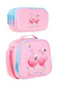 Kaukko Yıkanabilir Organik Pembe Beslenme Çantası + Kalemlikli