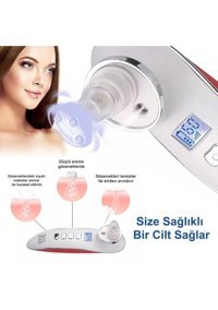 Enzo Tüm Ciltler İçin 4 Başlıklı Şarjlı Vakumlu Yüz Temizleme Cihazı Beyaz